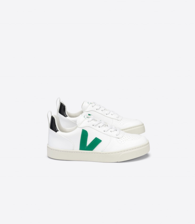 Veja V-10 Laces Cwl White Emeraude Black